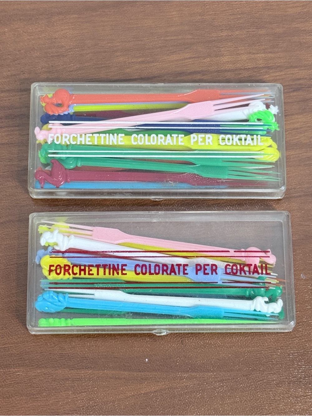 Vintage Multicolor Plastic Cocktail Forks Mid-Century 29 Total
